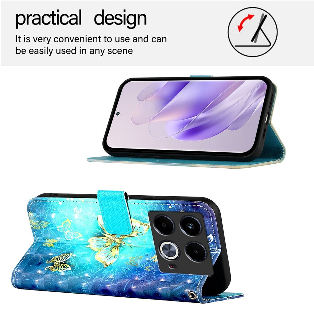 Infinix Note 40 5G Leather Flip Phone Case with 3D Painted Design, Card Holder, Wallet & Stand Function - Durable Protection & Easy Access