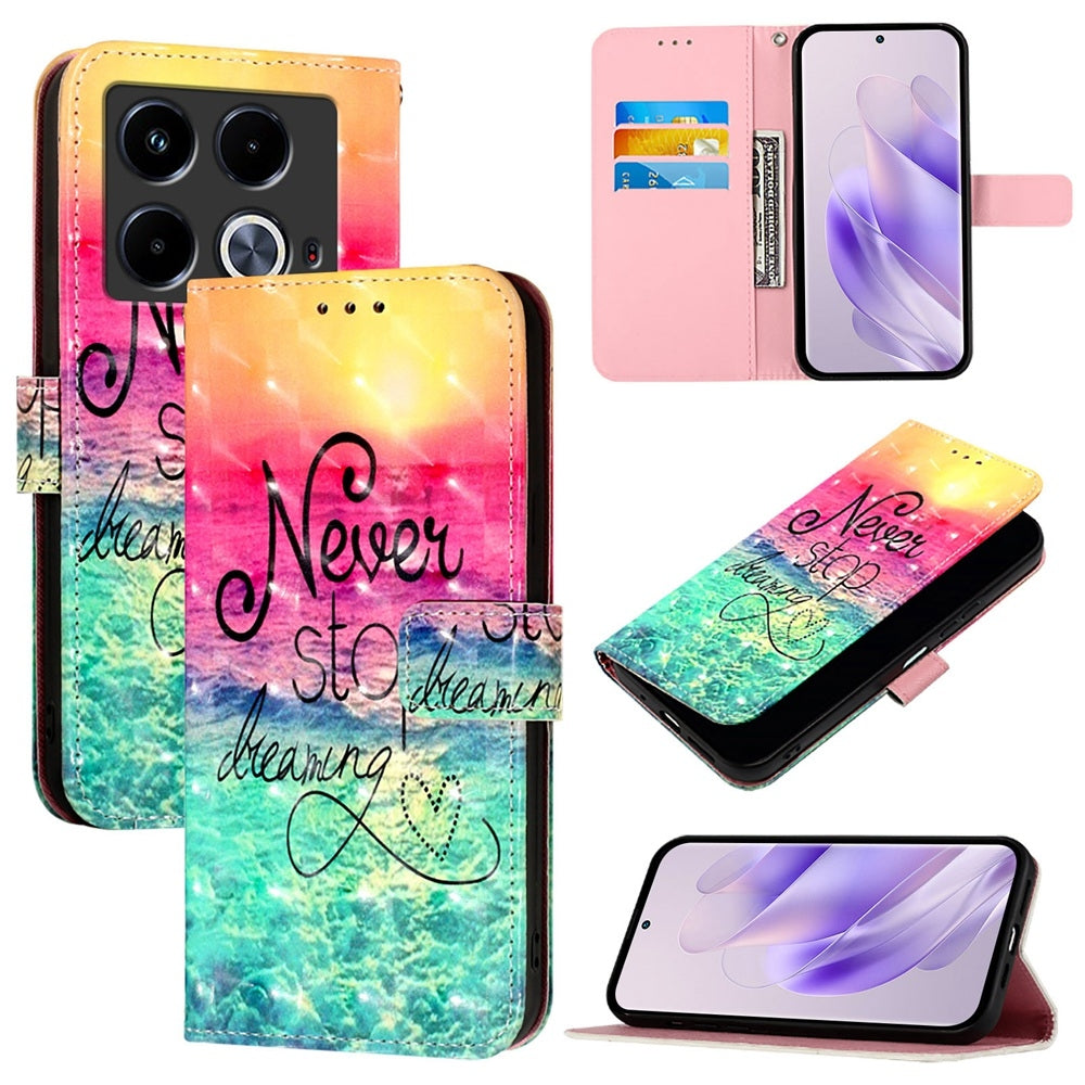 Infinix Note 40 5G Leather Flip Phone Case with 3D Painted Design, Card Holder, Wallet & Stand Function - Durable Protection & Easy Access