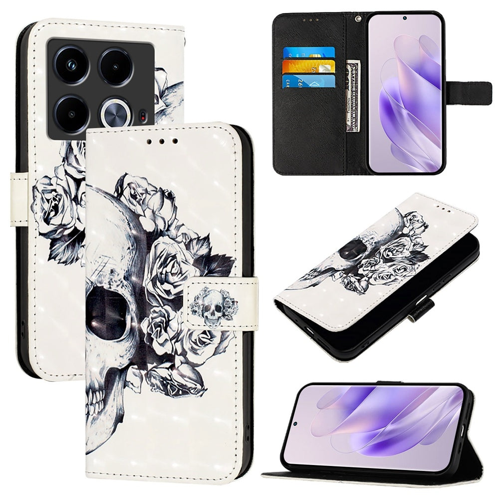 Infinix Note 40 5G Leather Flip Phone Case with 3D Painted Design, Card Holder, Wallet & Stand Function - Durable Protection & Easy Access