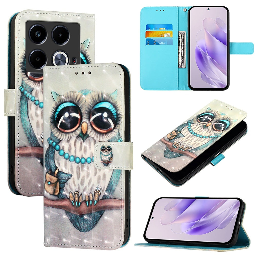 Infinix Note 40 5G Leather Flip Phone Case with 3D Painted Design, Card Holder, Wallet & Stand Function - Durable Protection & Easy Access