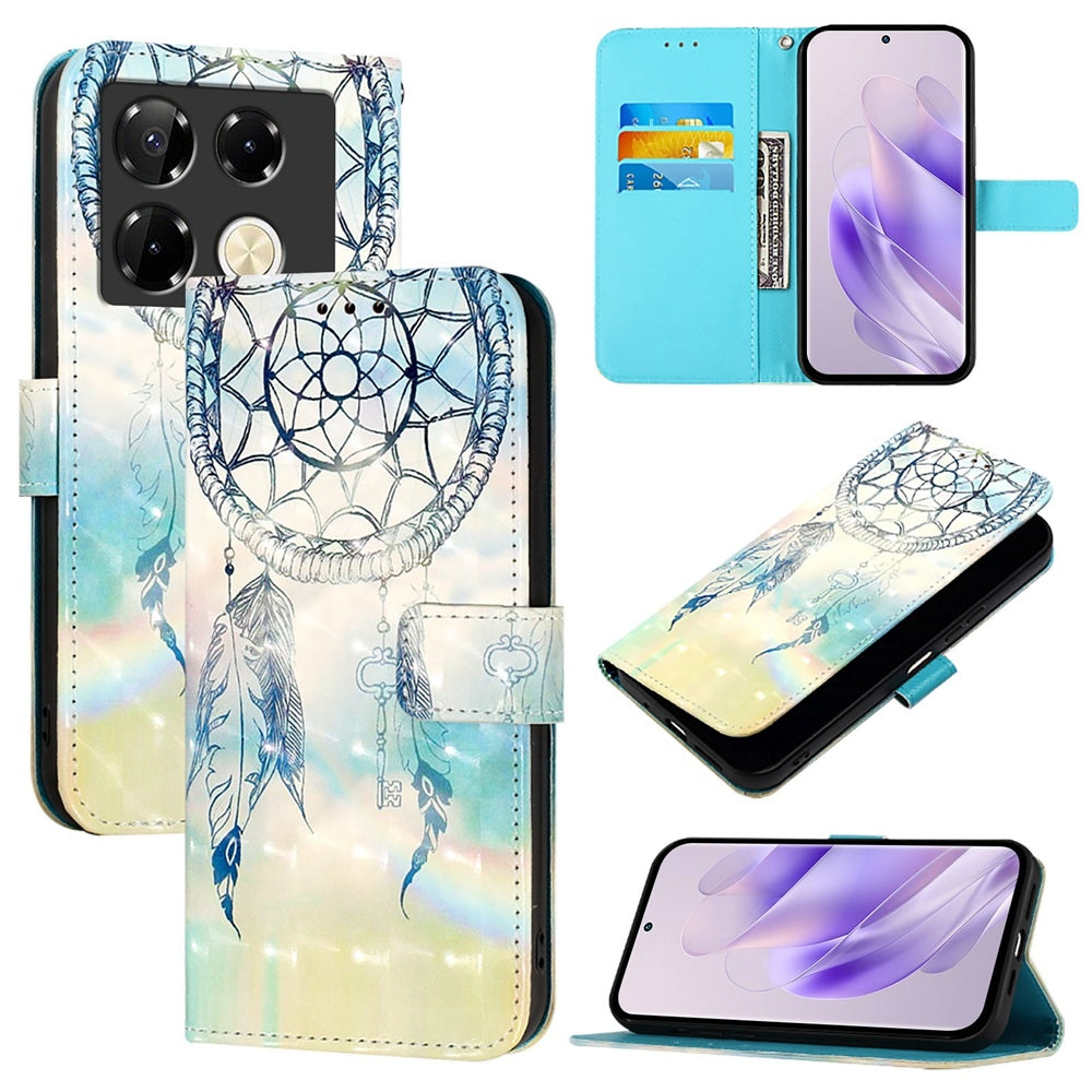 Infinix Note 40 Pro 4G Leather Flip Phone Case with 3D Painted Design, Card Holder, Wallet & Stand Function - Durable Protection & Easy Access