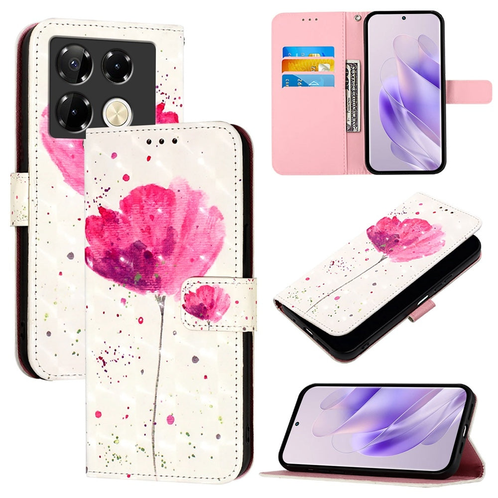 Infinix Note 40 Pro 4G Leather Flip Phone Case with 3D Painted Design, Card Holder, Wallet & Stand Function - Durable Protection & Easy Access