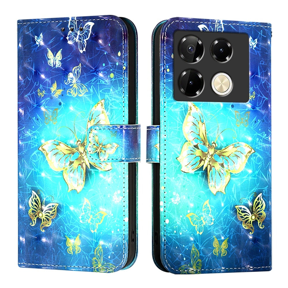Infinix Note 40 Pro 5G Leather Flip Phone Case with 3D Painted Design, Card Holder, Wallet & Stand Function - Durable Protection & Easy Access