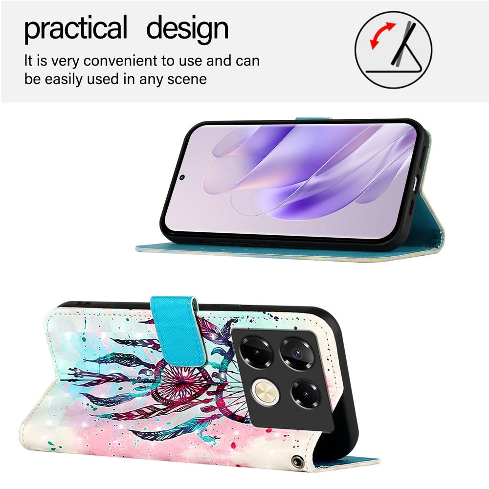 Infinix Note 40 Pro 5G Leather Flip Phone Case with 3D Painted Design, Card Holder, Wallet & Stand Function - Durable Protection & Easy Access