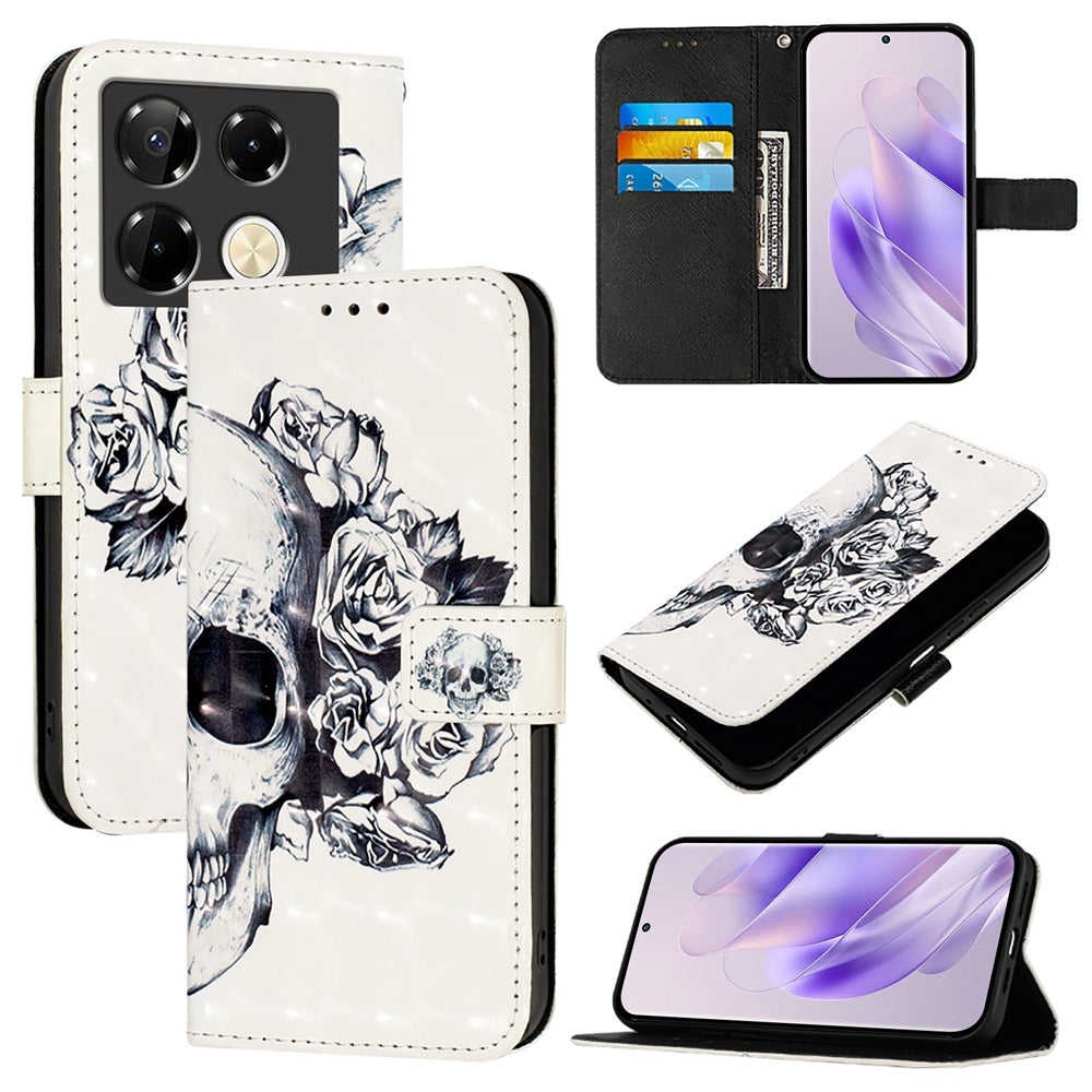 Infinix Note 40 Pro 5G Leather Flip Phone Case with 3D Painted Design, Card Holder, Wallet & Stand Function - Durable Protection & Easy Access
