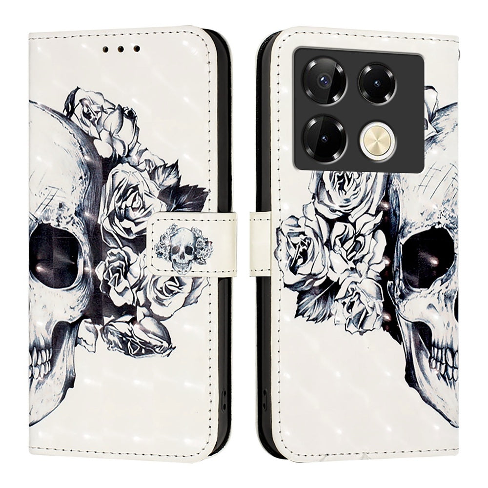 Infinix Note 40 Pro 5G Leather Flip Phone Case with 3D Painted Design, Card Holder, Wallet & Stand Function - Durable Protection & Easy Access