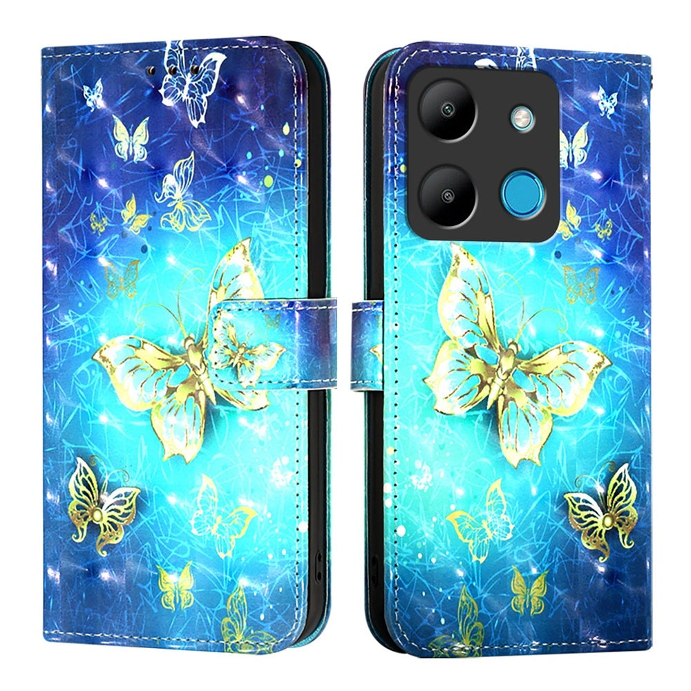 Infinix Smart 7 Leather Flip Phone Case with 3D Painted Design, Card Holder, Wallet & Stand Function - Durable Protection & Easy Access