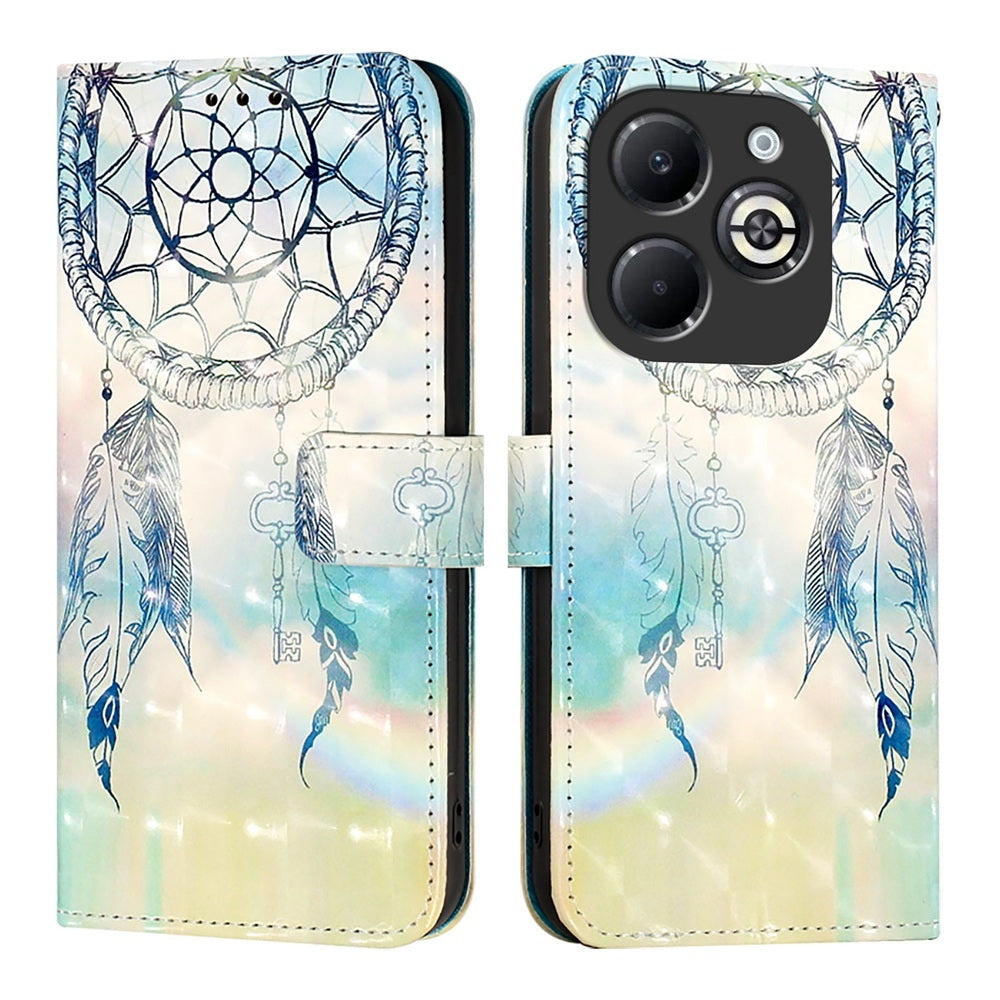 Infinix Smart 8 Plus Leather Flip Phone Case with 3D Painted Design, Card Holder, Wallet & Stand Function - Durable Protection & Easy Access