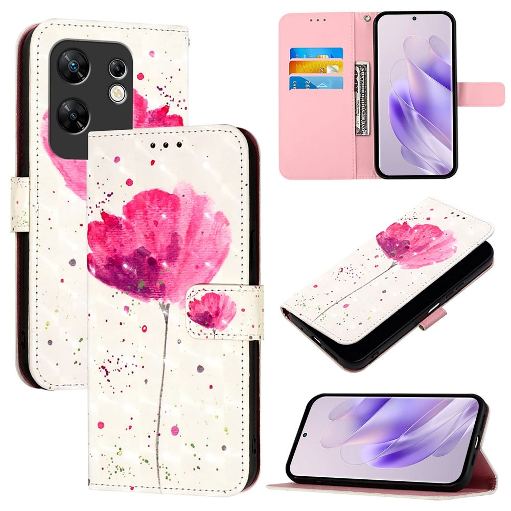 Infinix Zero 30 4G Leather Flip Phone Case with 3D Painted Design, Card Holder, Wallet & Stand Function - Durable Protection & Easy Access