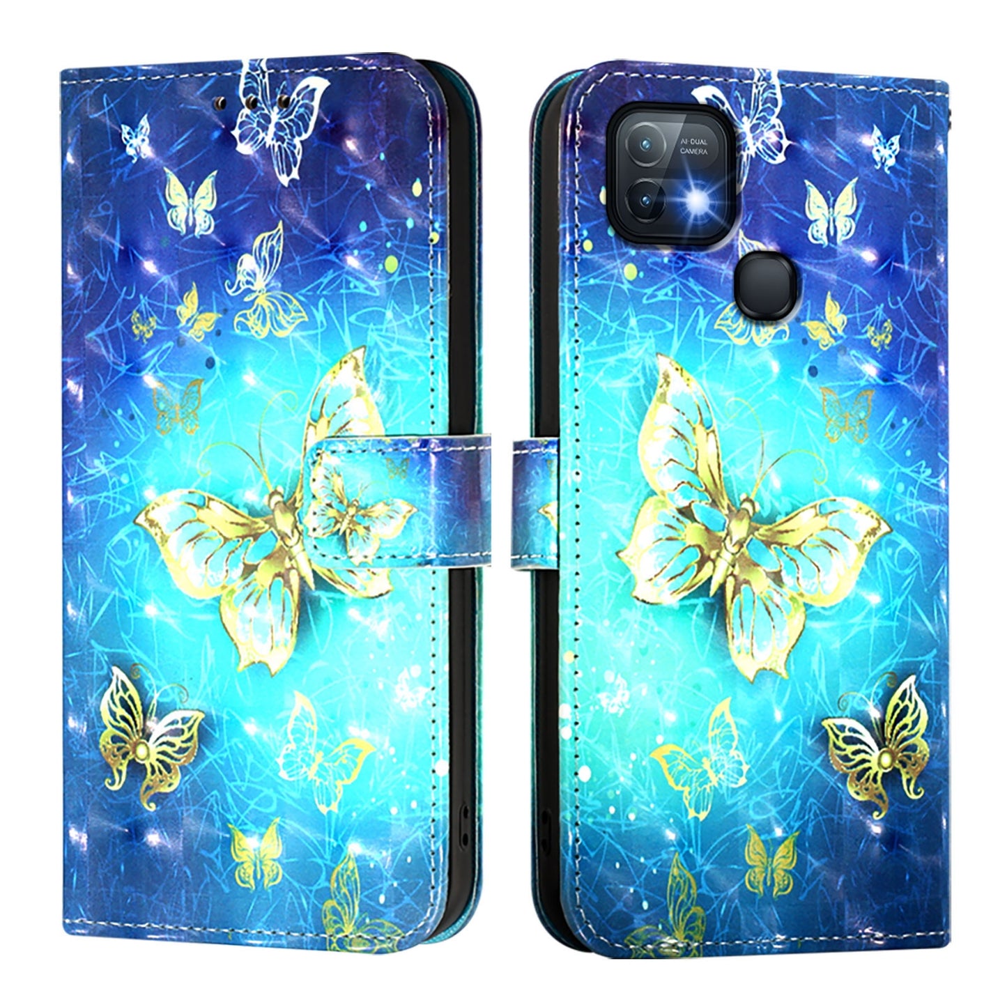 Infinix Hot 10i Leather Flip Phone Case with 3D Painted Design, Card Holder, Wallet & Stand Function - Durable Protection & Easy Access