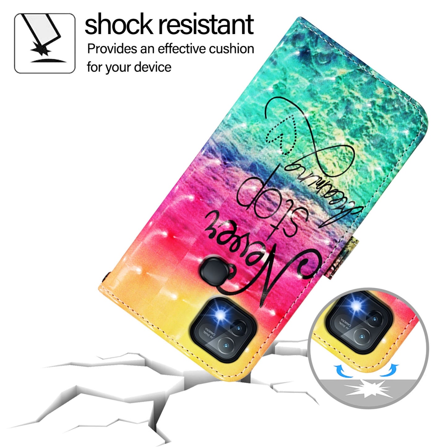 Infinix Hot 10i Leather Flip Phone Case with 3D Painted Design, Card Holder, Wallet & Stand Function - Durable Protection & Easy Access