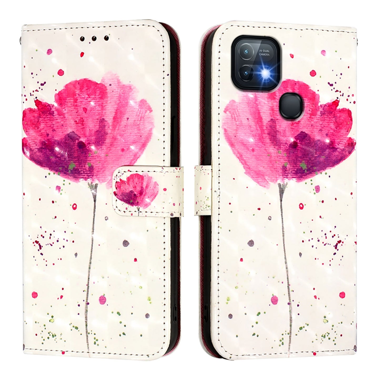 Infinix Hot 10i Leather Flip Phone Case with 3D Painted Design, Card Holder, Wallet & Stand Function - Durable Protection & Easy Access