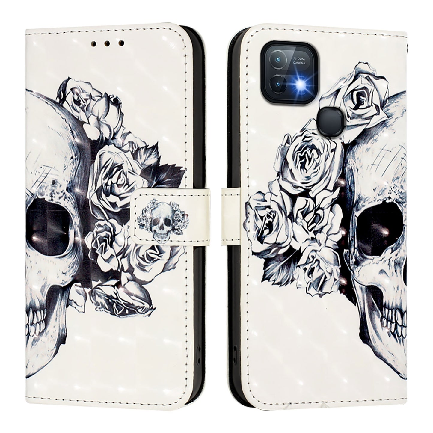 Infinix Hot 10i Leather Flip Phone Case with 3D Painted Design, Card Holder, Wallet & Stand Function - Durable Protection & Easy Access