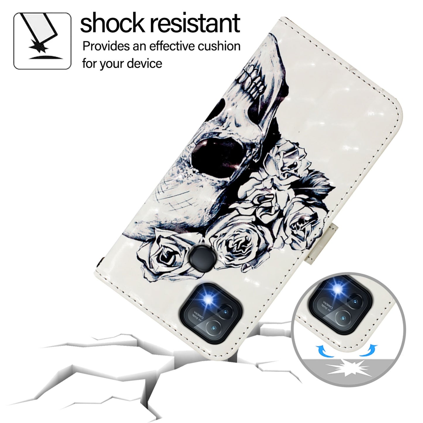 Infinix Hot 10i Leather Flip Phone Case with 3D Painted Design, Card Holder, Wallet & Stand Function - Durable Protection & Easy Access