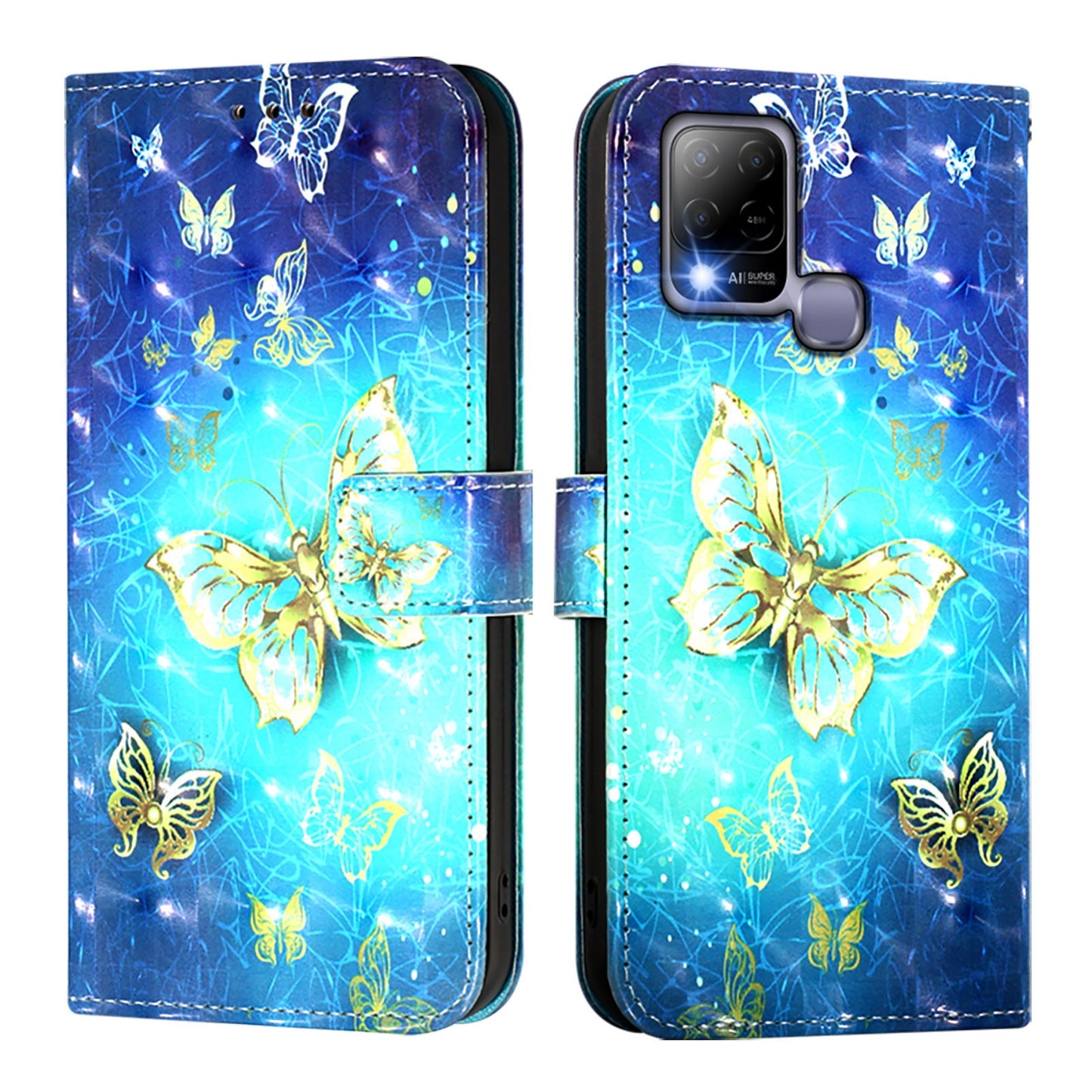 Infinix Hot 10T Leather Flip Phone Case with 3D Painted Design, Card Holder, Wallet & Stand Function - Durable Protection & Easy Access