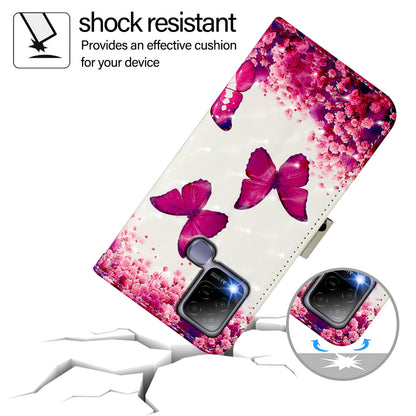 Infinix 10S Leather Flip Phone Case with 3D Painted Design, Card Holder, Wallet & Stand Function - Durable Protection & Easy Access