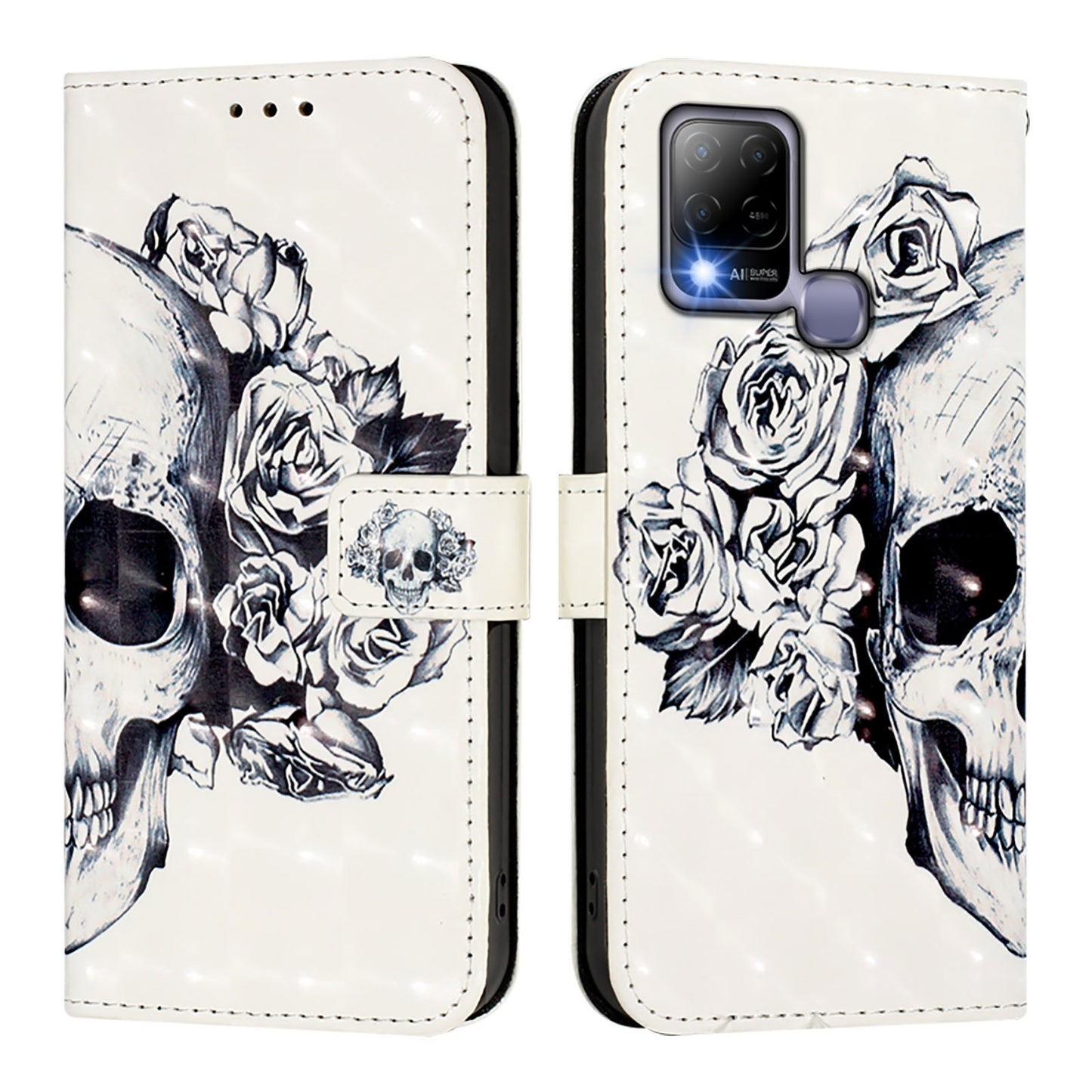 Infinix Hot 10T Leather Flip Phone Case with 3D Painted Design, Card Holder, Wallet & Stand Function - Durable Protection & Easy Access