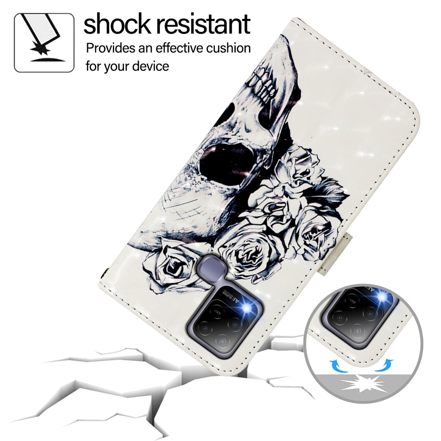 Infinix Hot 10T Leather Flip Phone Case with 3D Painted Design, Card Holder, Wallet & Stand Function - Durable Protection & Easy Access