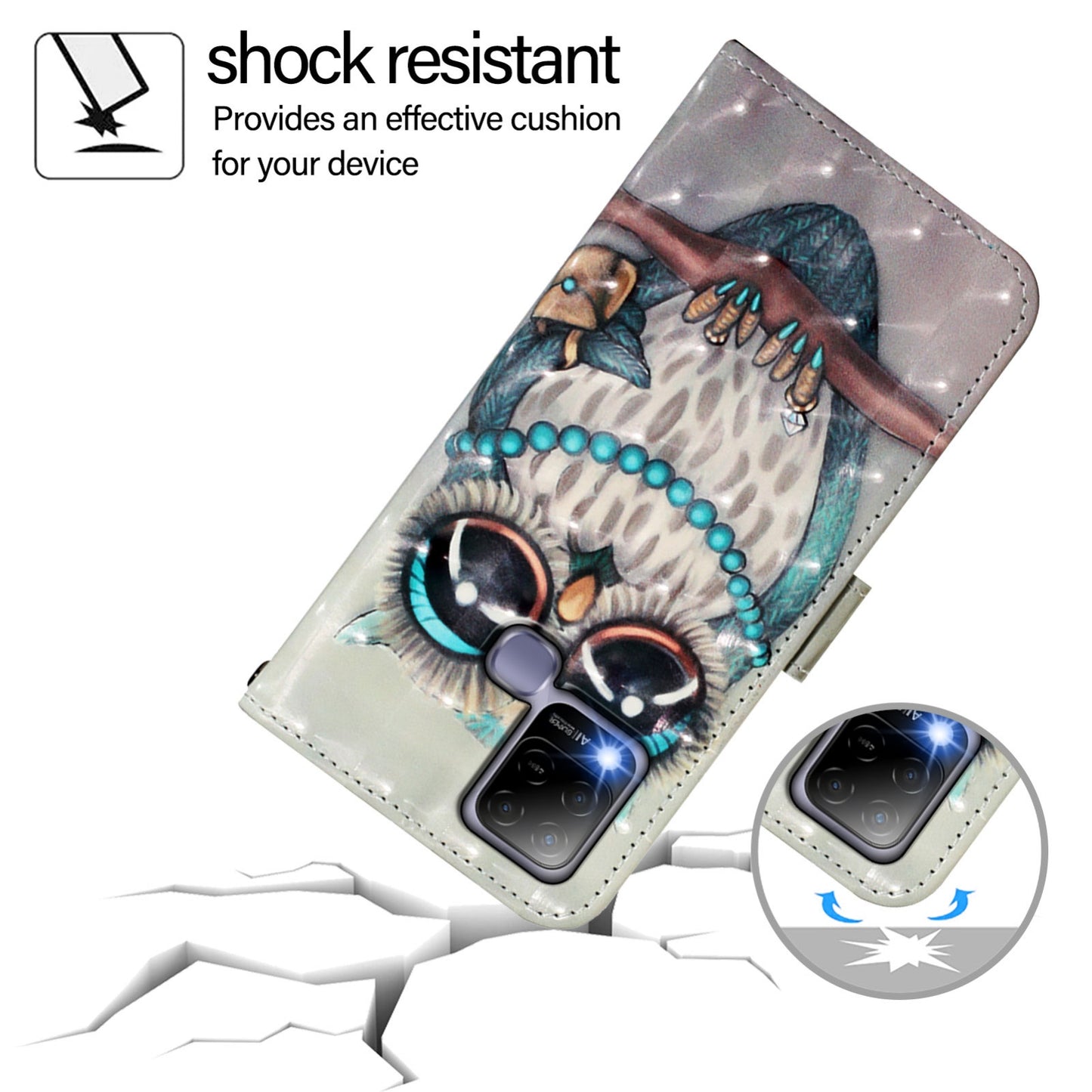 Infinix 10S Leather Flip Phone Case with 3D Painted Design, Card Holder, Wallet & Stand Function - Durable Protection & Easy Access