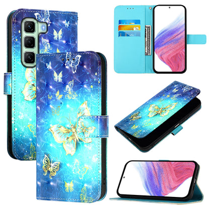 Infinix Hot 50 4G Leather Flip Phone Case with 3D Painted Design, Card Holder, Wallet & Stand Function - Durable Protection & Easy Access