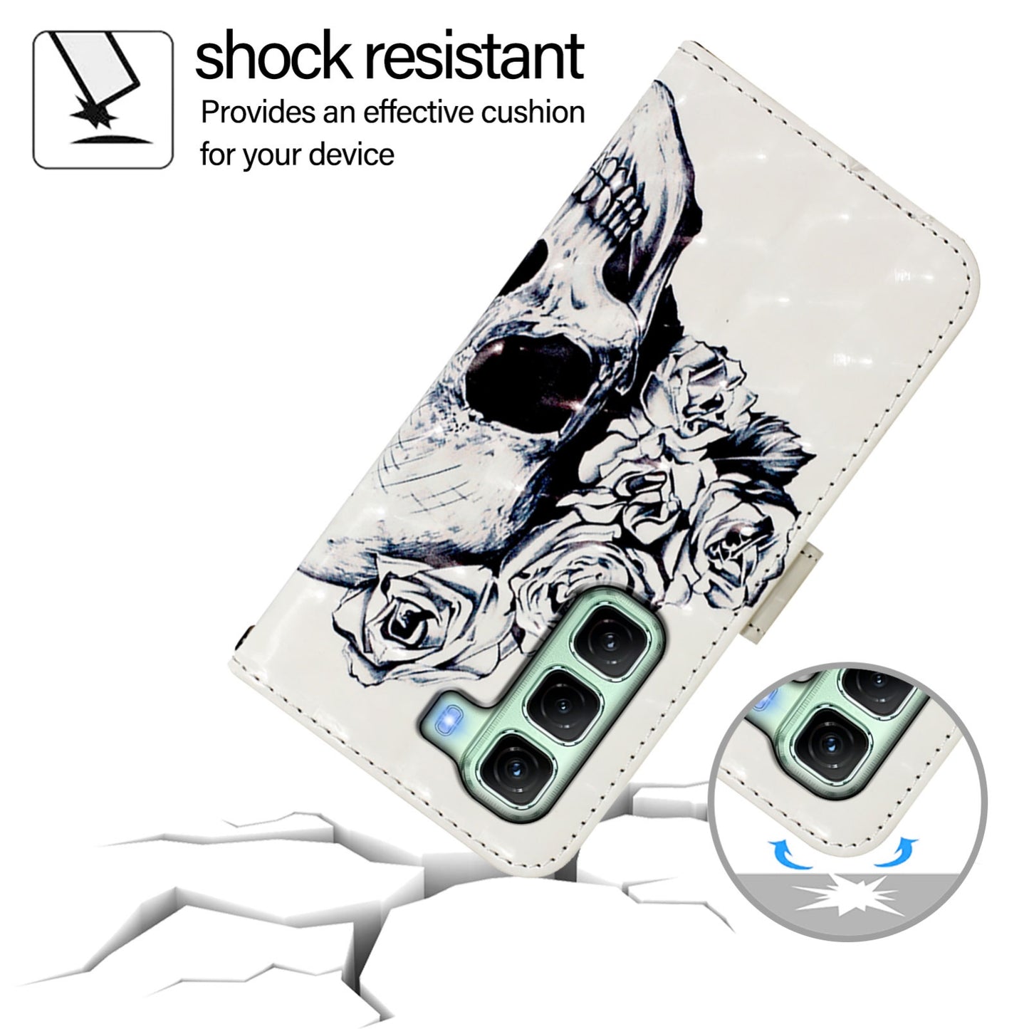 Infinix Hot 50 4G Leather Flip Phone Case with 3D Painted Design, Card Holder, Wallet & Stand Function - Durable Protection & Easy Access