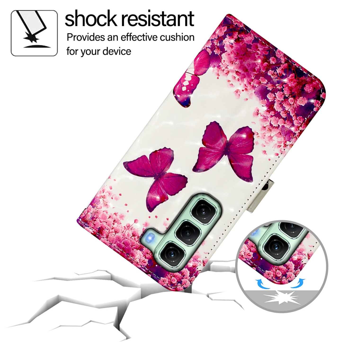 Infinix Hot 50 5G Leather Flip Phone Case with 3D Painted Design, Card Holder, Wallet & Stand Function - Durable Protection & Easy Access