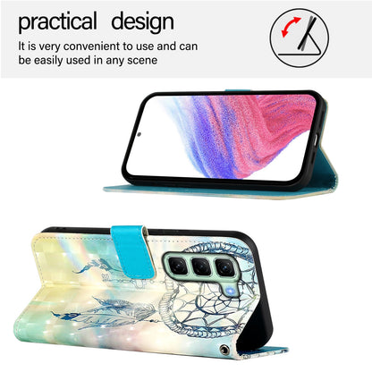 Infinix Hot 50 5G Leather Flip Phone Case with 3D Painted Design, Card Holder, Wallet & Stand Function - Durable Protection & Easy Access