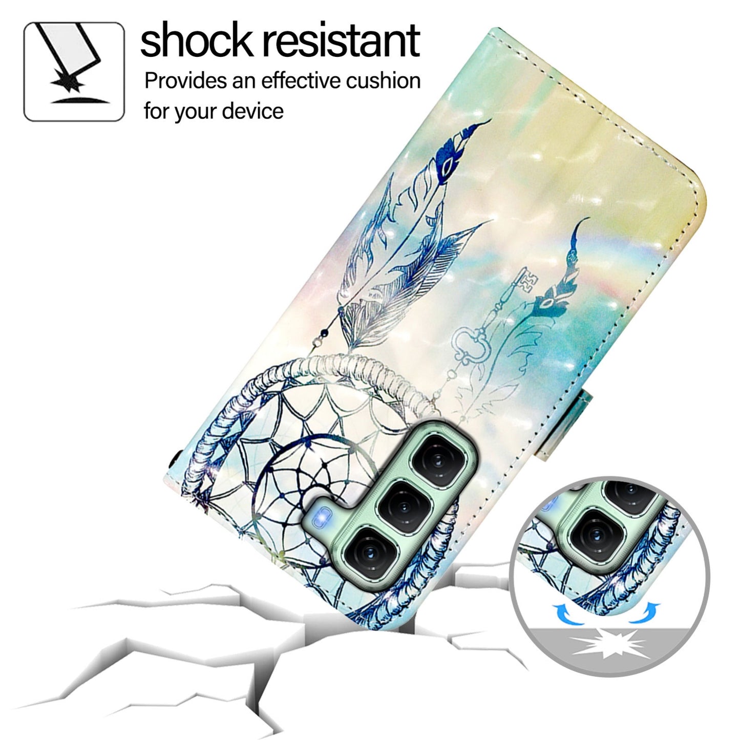 Infinix Hot 50 5G Leather Flip Phone Case with 3D Painted Design, Card Holder, Wallet & Stand Function - Durable Protection & Easy Access