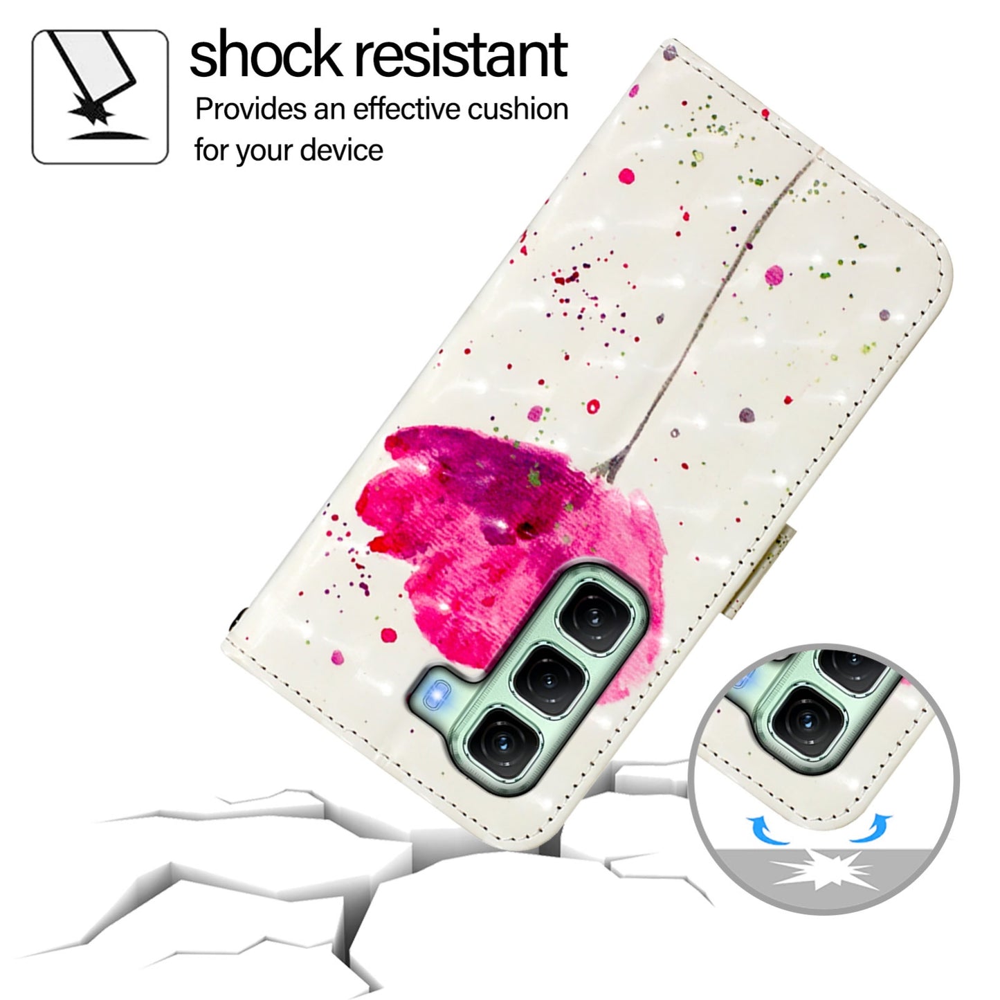 Infinix Hot 50 5G Leather Flip Phone Case with 3D Painted Design, Card Holder, Wallet & Stand Function - Durable Protection & Easy Access