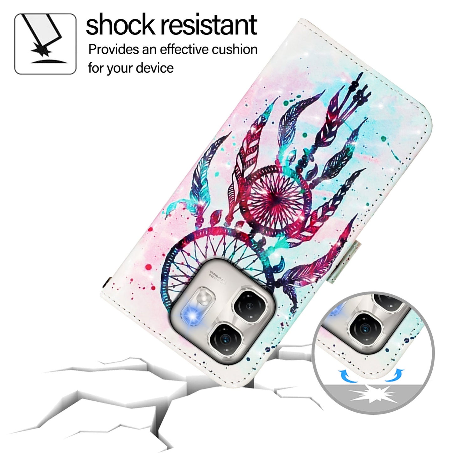 Infinix Hot 50i 5G Leather Flip Phone Case with 3D Painted Design, Card Holder, Wallet & Stand Function - Durable Protection & Easy Access