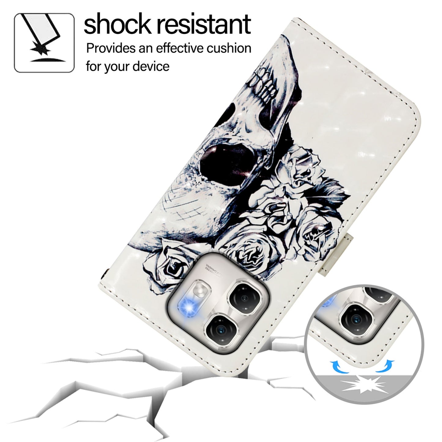 Infinix Hot 50i 5G Leather Flip Phone Case with 3D Painted Design, Card Holder, Wallet & Stand Function - Durable Protection & Easy Access