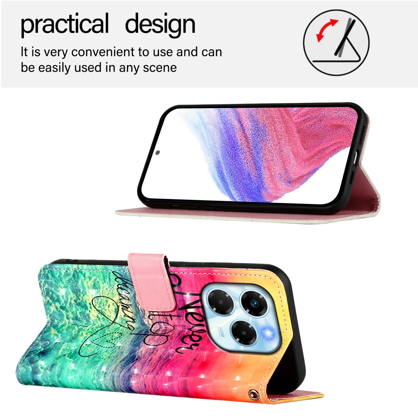 Infinix Note 40X 5G Leather Flip Phone Case with 3D Painted Design, Card Holder, Wallet & Stand Function - Durable Protection & Easy Access