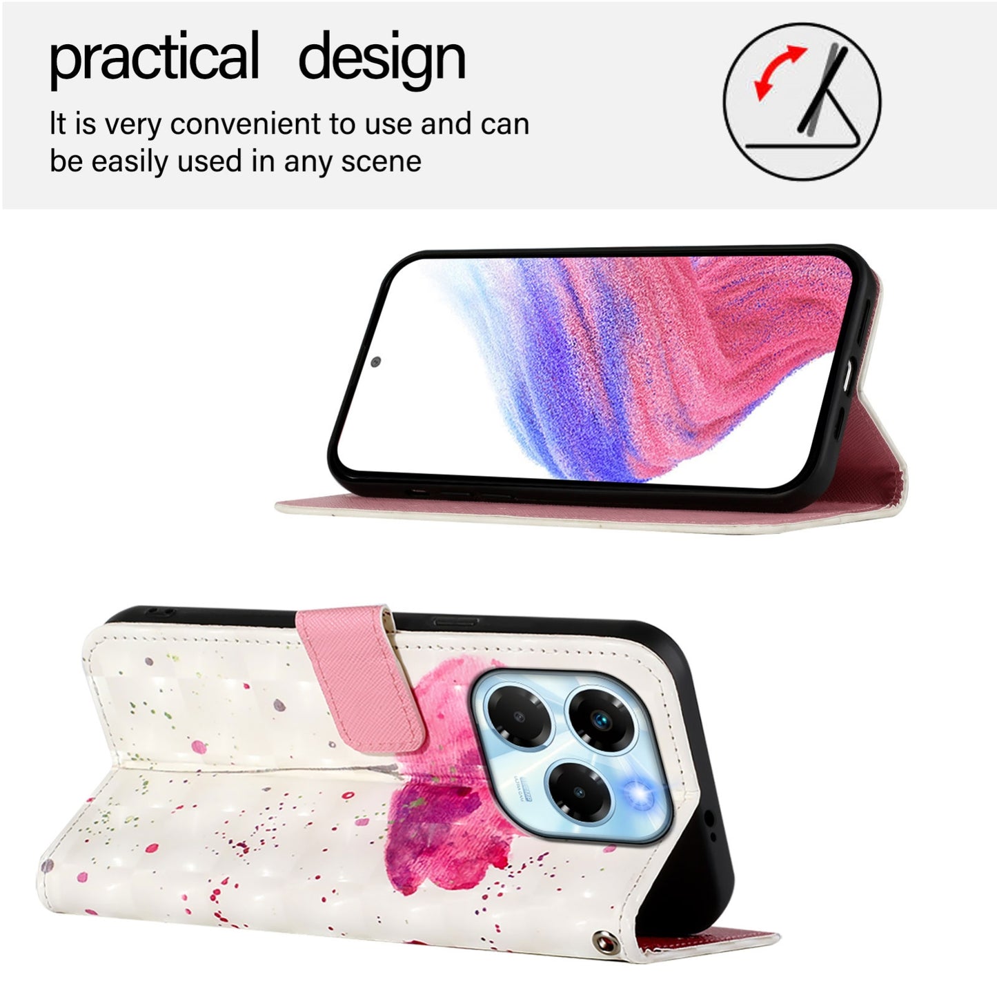 Infinix Note 40X 5G Leather Flip Phone Case with 3D Painted Design, Card Holder, Wallet & Stand Function - Durable Protection & Easy Access