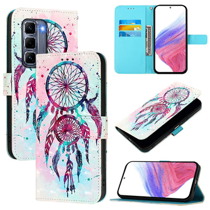 Infinix Hot 50 Pro+ 4G Leather Flip Phone Case with 3D Painted Design, Card Holder, Wallet & Stand Function - Durable Protection & Easy Access