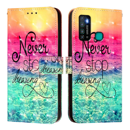 Infinix Hot 9 Pro Leather Flip Phone Case with 3D Painted Design, Card Holder, Wallet & Stand Function - Durable Protection & Easy Access