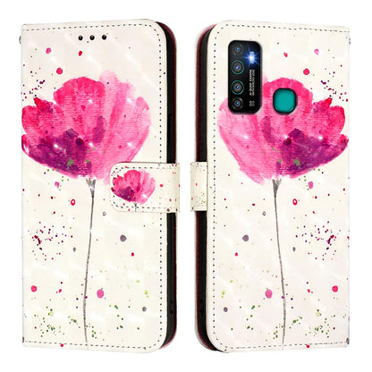Infinix Hot 9 Leather Flip Phone Case with 3D Painted Design, Card Holder, Wallet & Stand Function - Durable Protection & Easy Access