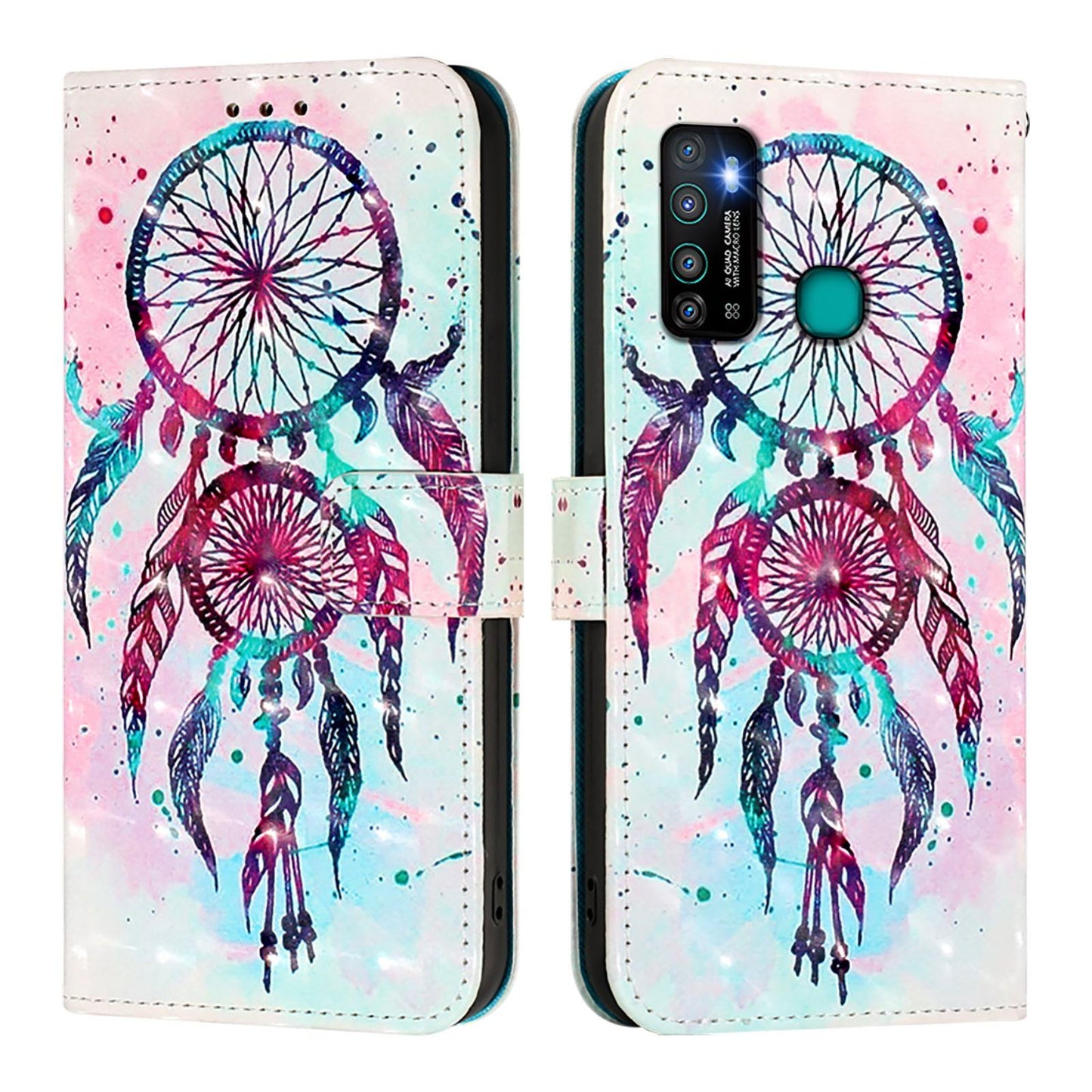 Infinix Hot 9 Leather Flip Phone Case with 3D Painted Design, Card Holder, Wallet & Stand Function - Durable Protection & Easy Access