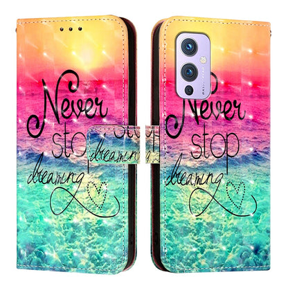 OnePlus 9 Leather Flip Phone Case with 3D Painted Design, Card Holder, Wallet & Stand Function - Durable Protection & Easy Access