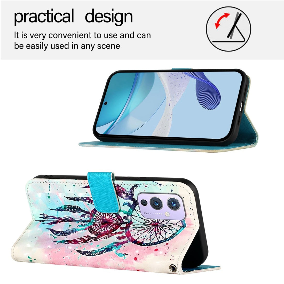 OnePlus 9 Leather Flip Phone Case with 3D Painted Design, Card Holder, Wallet & Stand Function - Durable Protection & Easy Access