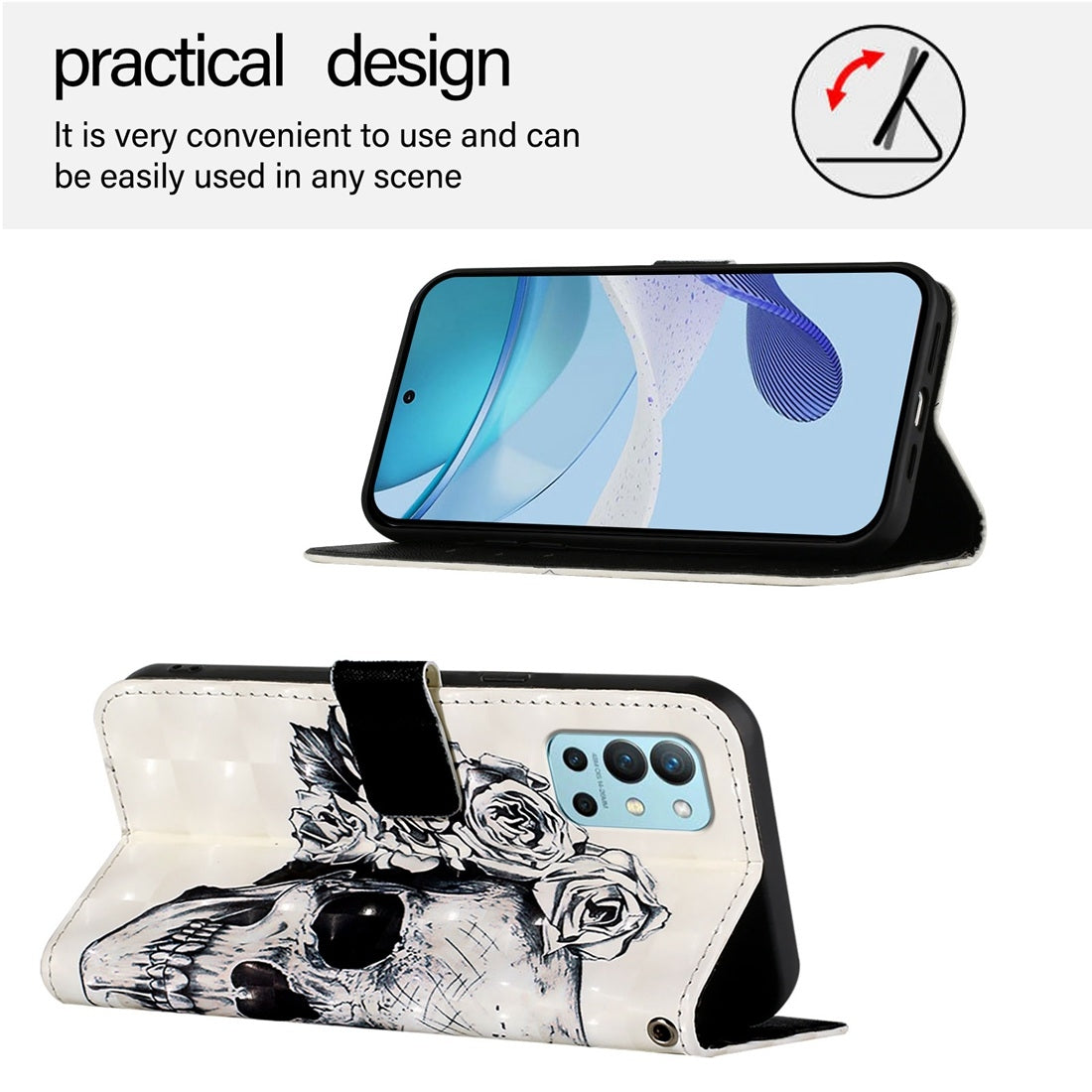 OnePlus 8T Leather Flip Phone Case with 3D Painted Design, Card Holder, Wallet & Stand Function - Durable Protection & Easy Access
