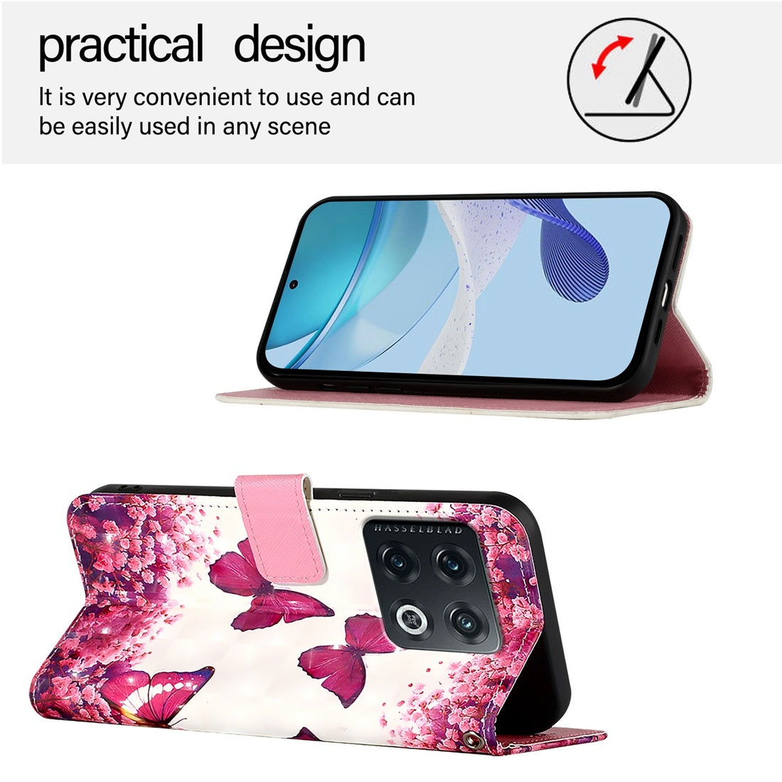 OnePlus 10 Pro Leather Flip Phone Case with 3D Painted Design, Card Holder, Wallet & Stand Function - Durable Protection & Easy Access