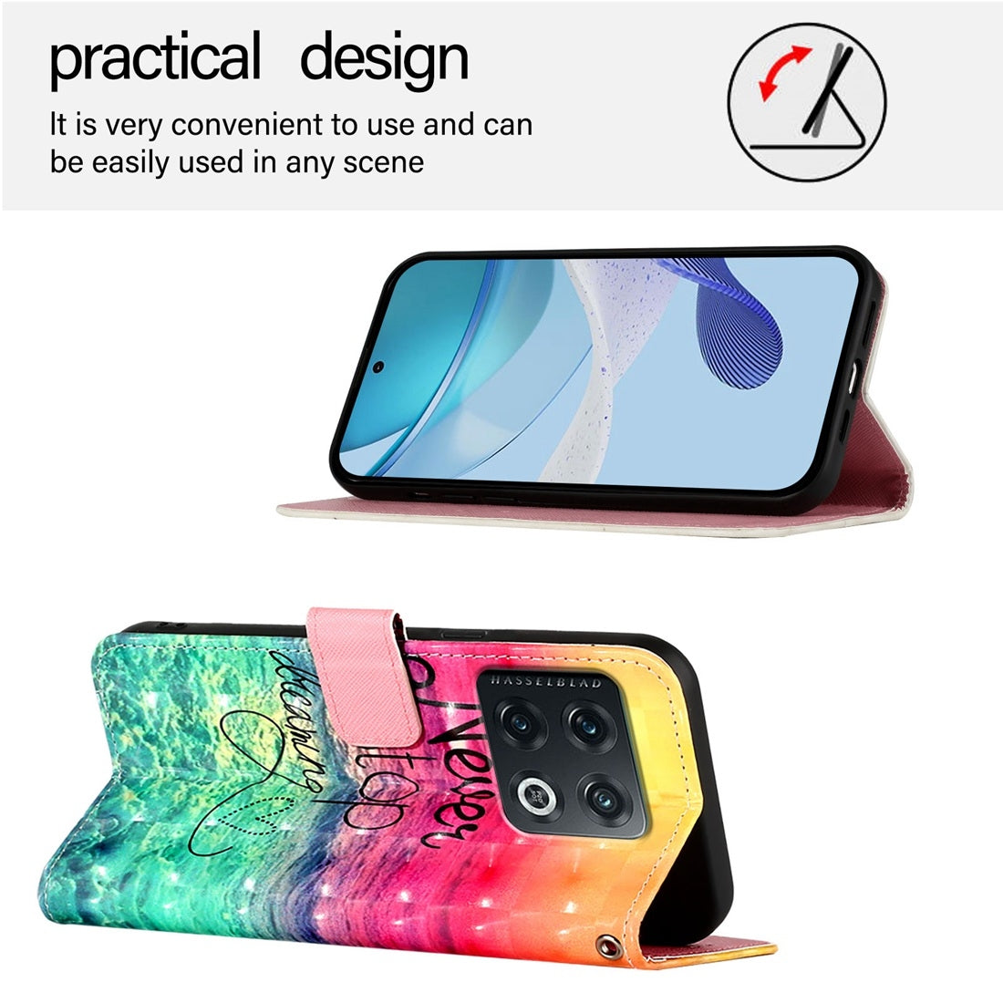 OnePlus 10 Pro Leather Flip Phone Case with 3D Painted Design, Card Holder, Wallet & Stand Function - Durable Protection & Easy Access