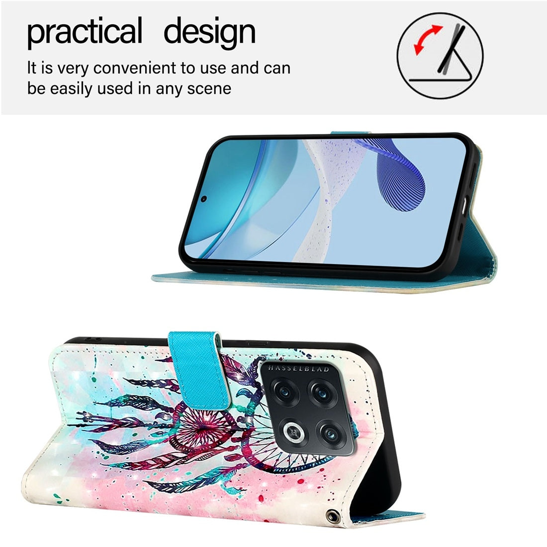 OnePlus 10 Pro Leather Flip Phone Case with 3D Painted Design, Card Holder, Wallet & Stand Function - Durable Protection & Easy Access