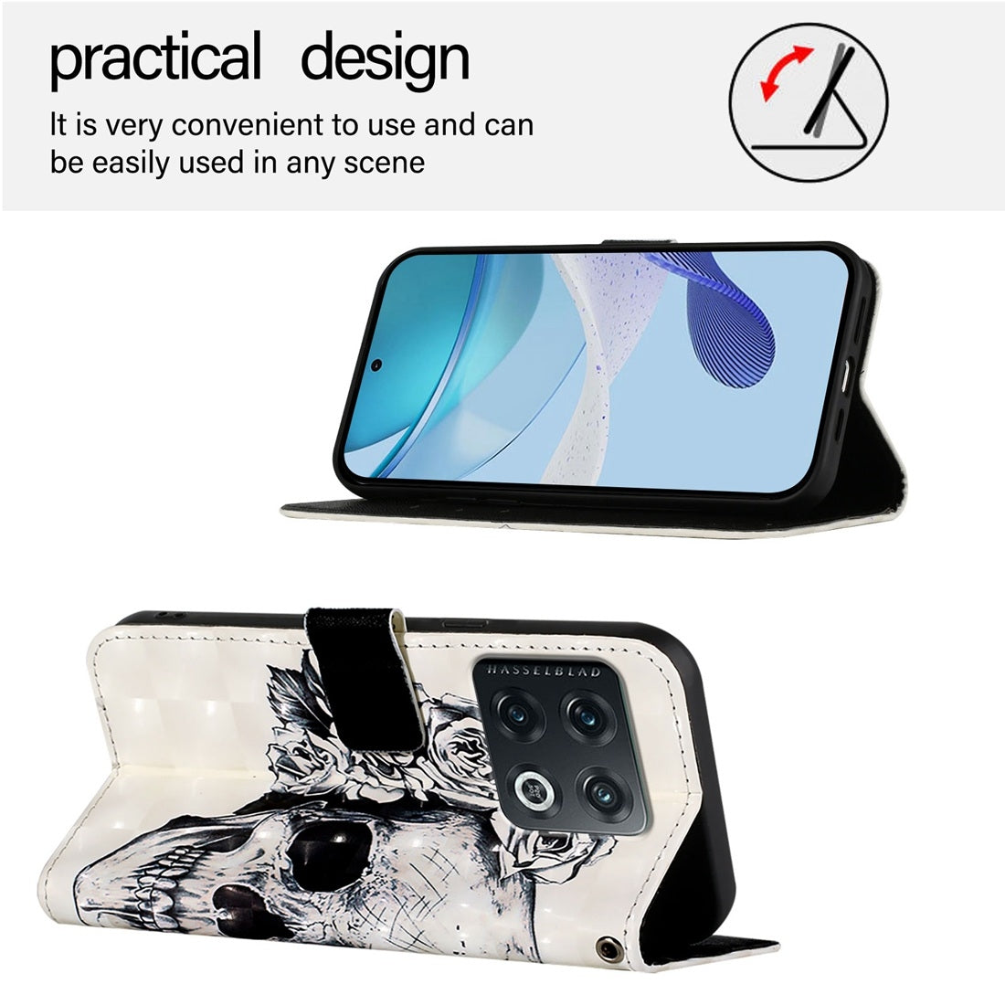 OnePlus 10 Pro Leather Flip Phone Case with 3D Painted Design, Card Holder, Wallet & Stand Function - Durable Protection & Easy Access