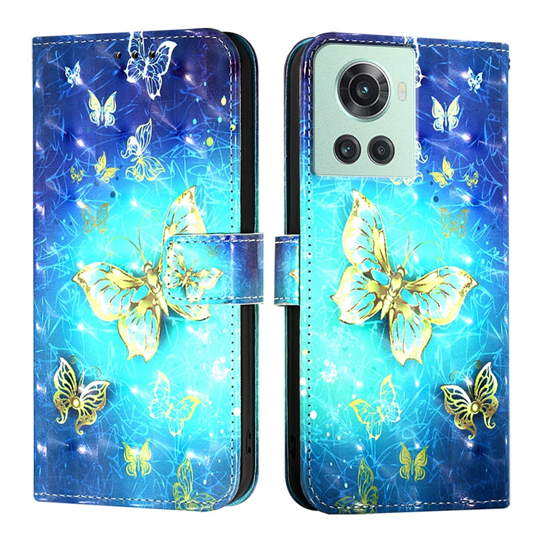 OnePlus 10R Leather Flip Phone Case with 3D Painted Design, Card Holder, Wallet & Stand Function - Durable Protection & Easy Access