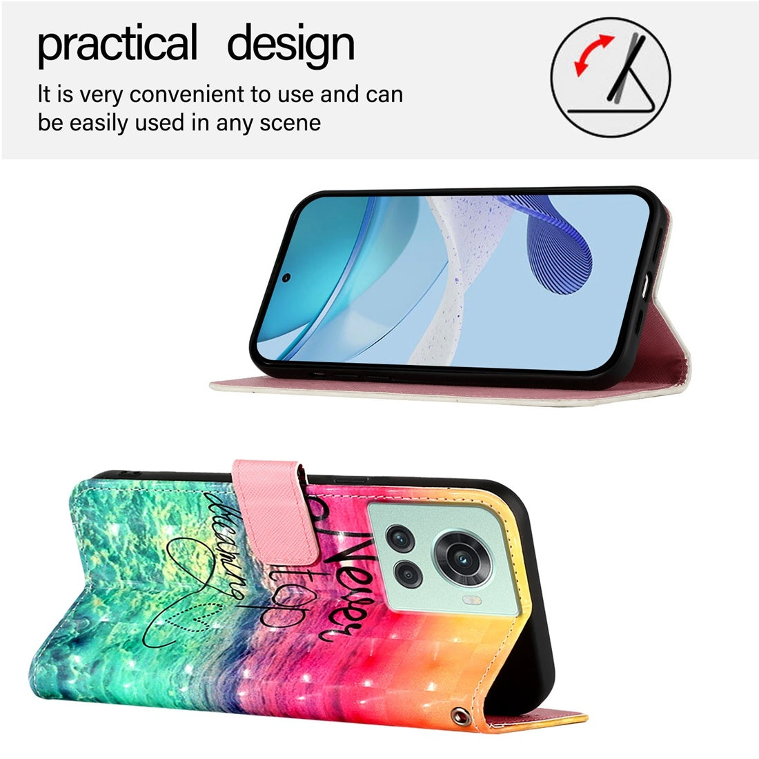 OnePlus 10R Prime Leather Flip Phone Case with 3D Painted Design, Card Holder, Wallet & Stand Function - Durable Protection & Easy Access