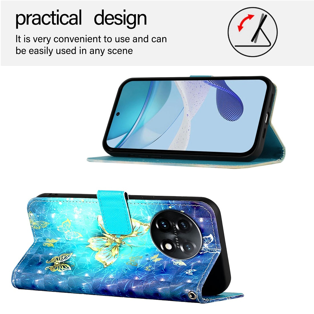 OnePlus 11 Leather Flip Phone Case with 3D Painted Design, Card Holder, Wallet & Stand Function - Durable Protection & Easy Access