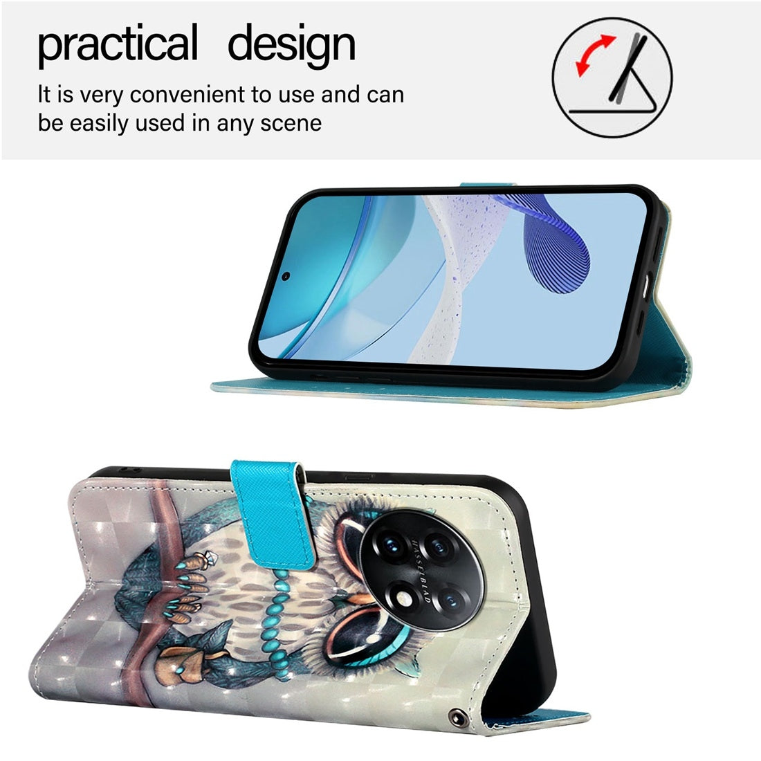 OnePlus 11 Leather Flip Phone Case with 3D Painted Design, Card Holder, Wallet & Stand Function - Durable Protection & Easy Access