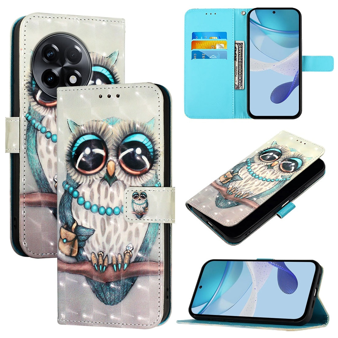 OnePlus 11R 5G Global Leather Flip Phone Case with 3D Painted Design, Card Holder, Wallet & Stand Function - Durable Protection & Easy Access