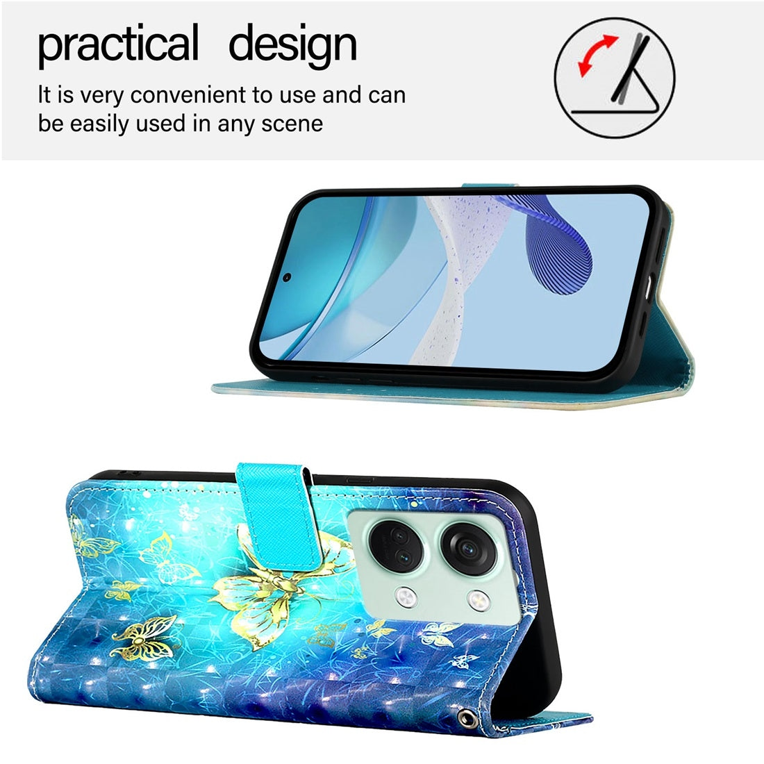 OnePlus Nord 3 Leather Flip Phone Case with 3D Painted Design, Card Holder, Wallet & Stand Function - Durable Protection & Easy Access